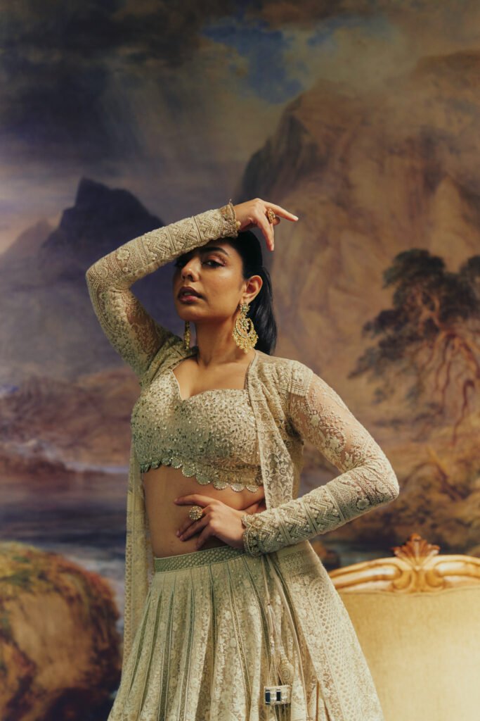 Noor Mahal Lehenga with Cape view 2